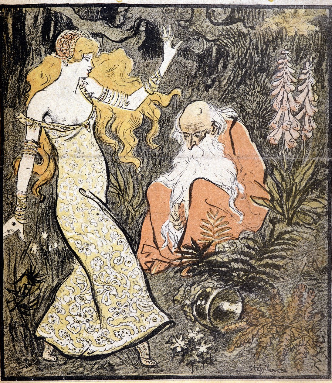 Merlin und Viviane („Brocéliande“) - von Steinlen von Théophile Alexandre Steinlen