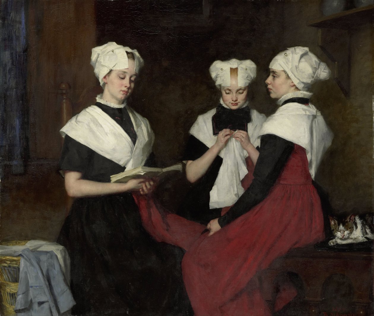 Drei Mädchen aus dem Amsterdamer Burgerweeshuis von Therese Schwartze