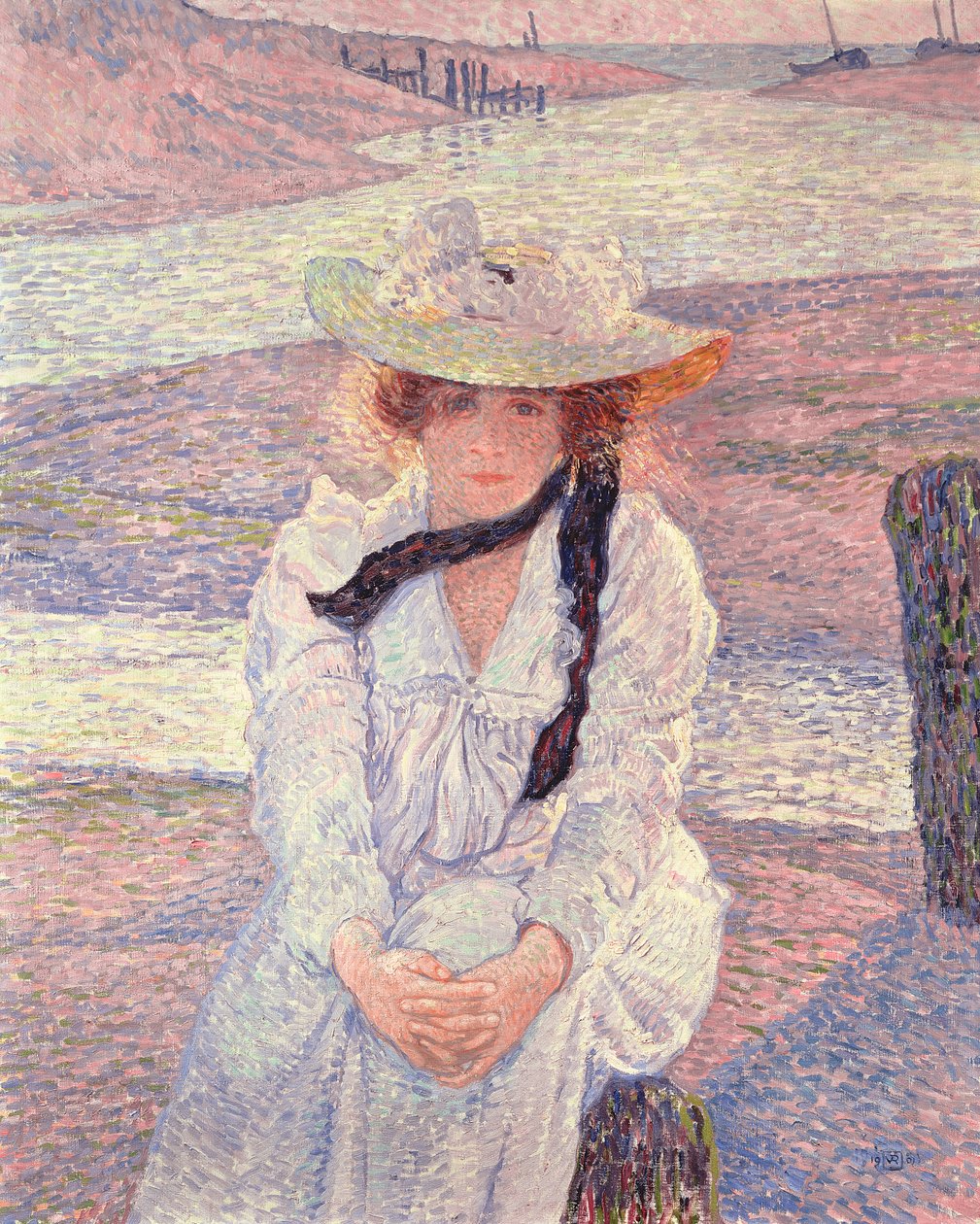 Junge Frau am Ufer des Greve-Flusses, 1901 von Théo van Rysselberghe