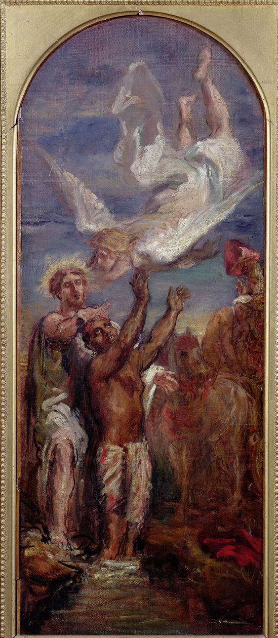 Studie für St. Philippus tauft den Eunuchen der Königin von Äthiopien von Théodore Chassériau