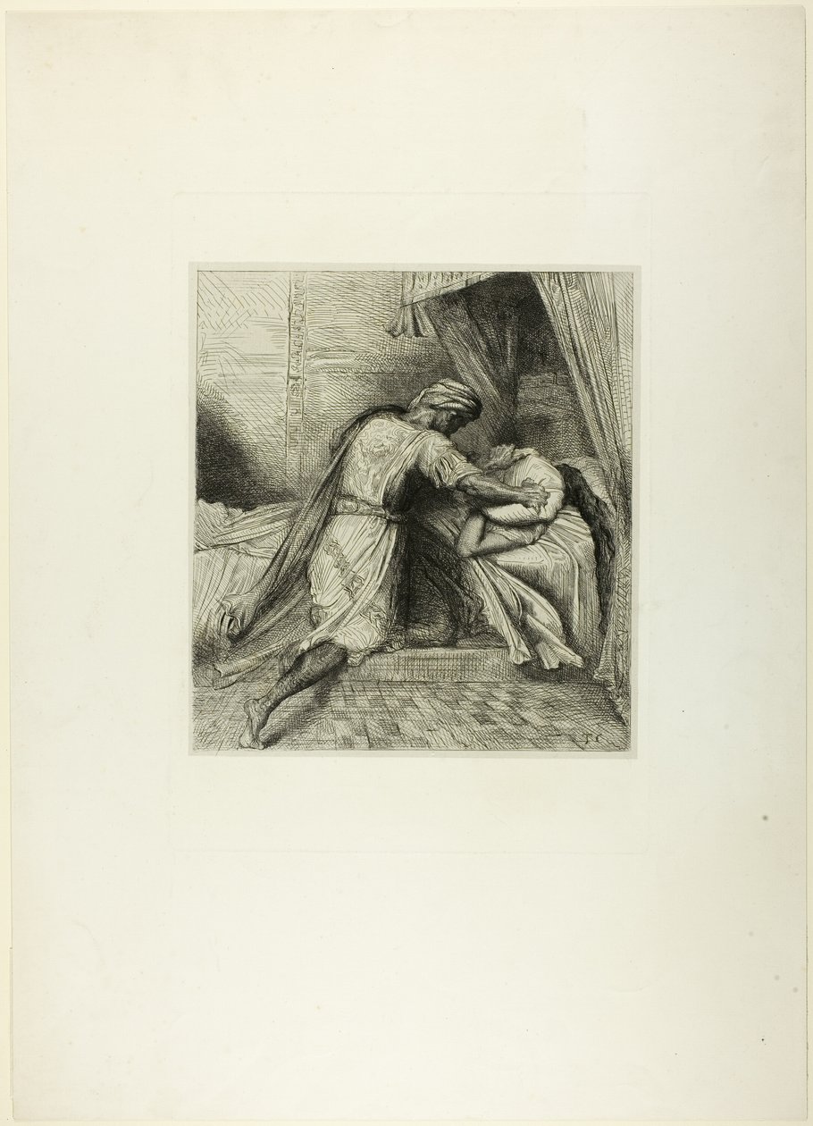 Er erstickt sie, Platte dreizehn aus Othello von Théodore Chassériau