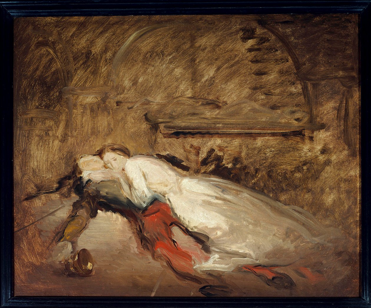 Die Liebenden Romeo und Julia. Illustration des gleichnamigen Stücks von William Shakespeare (1564-1616), die den Tod der Liebenden in Szene 3 des Aktes V darstellt von Théodore Chassériau