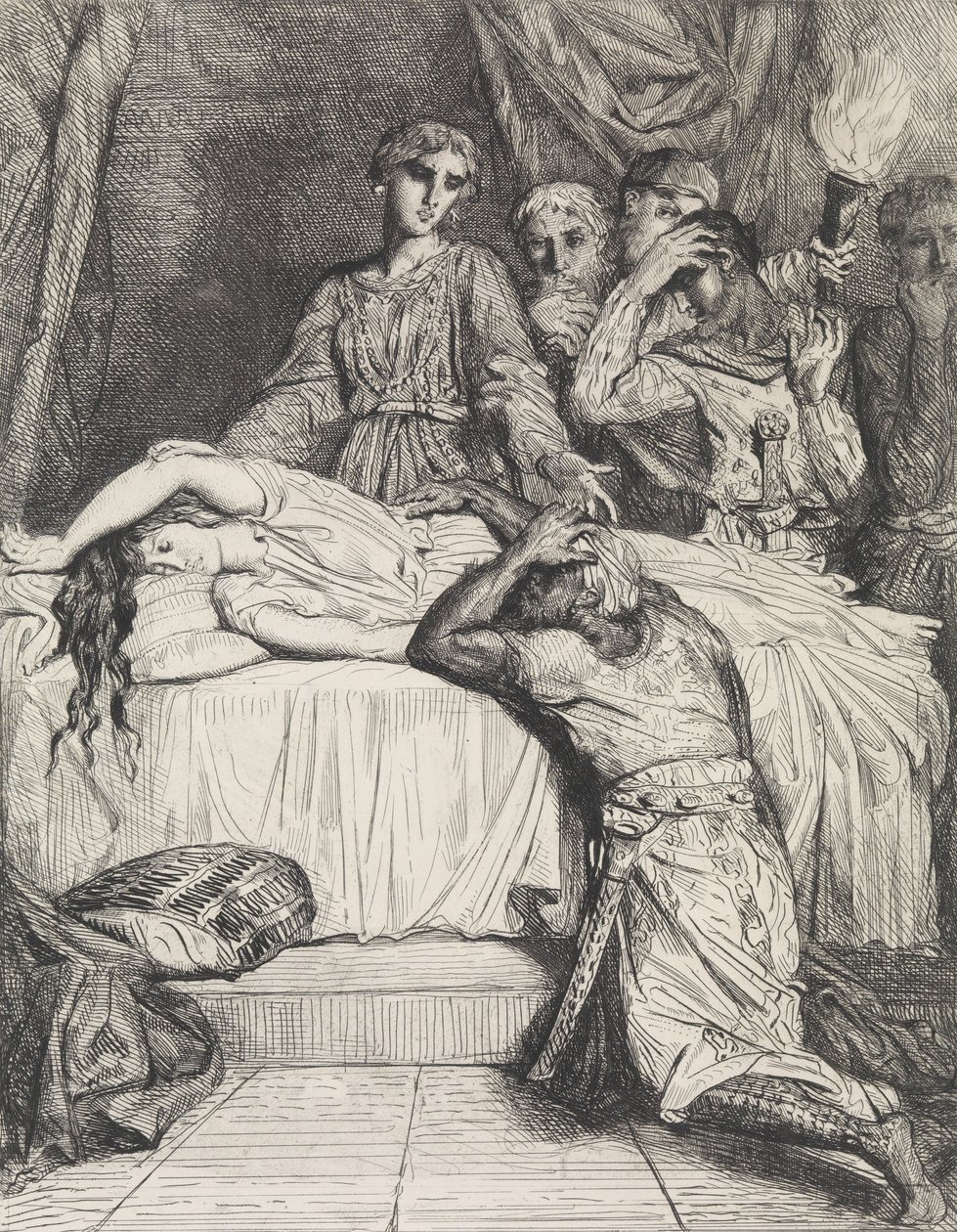 Oh! Oh! Oh!: Platte 14 aus Othello Akt 5, Szene 2, geätzt 1844, neu gedruckt 1900 von Théodore Chassériau