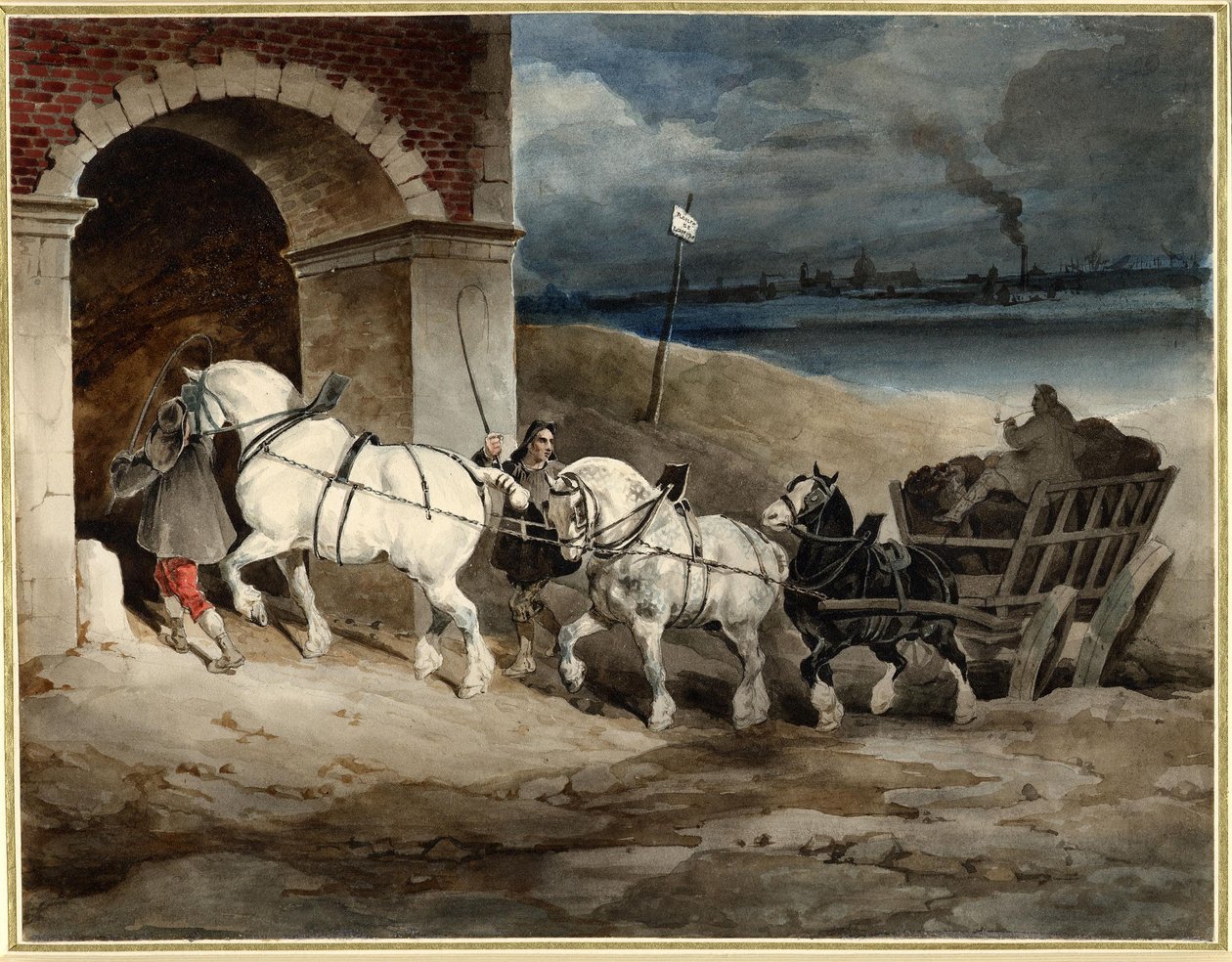Der Kohlenwagen, oder Le Chariot, Route de Londres, c.1821 von Theodore Gericault