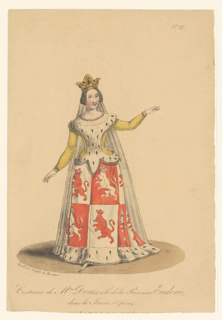 Julie Dorus-Gras in der Rolle der Prinzessin Eudoxie in der Oper La Juive. Schauspieler, Schauspielerinnen und Opernsänger in ihren Rollen (Serie) von Théodore Lejeune