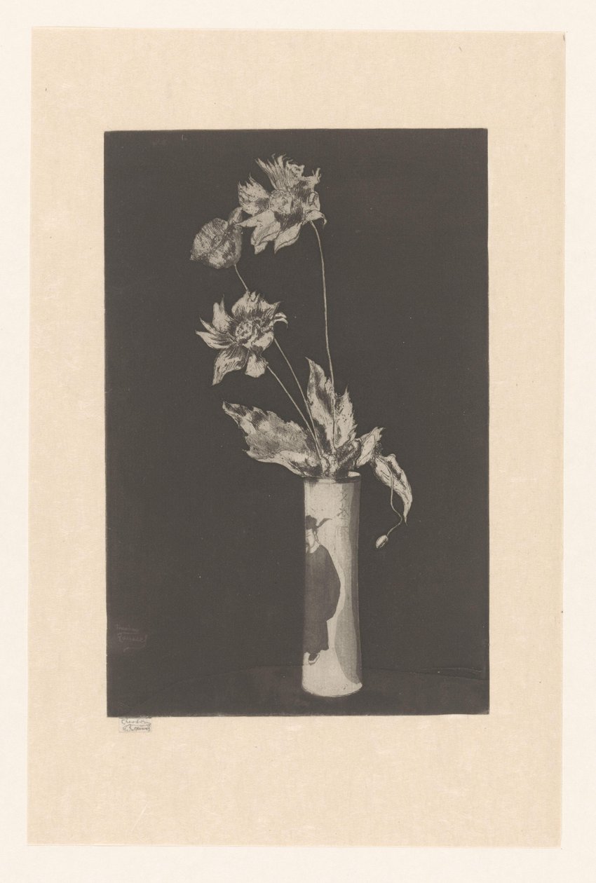 Blumen in einer Vase mit chinesischen Motiven von Théodore Roussel (signed by artist)
