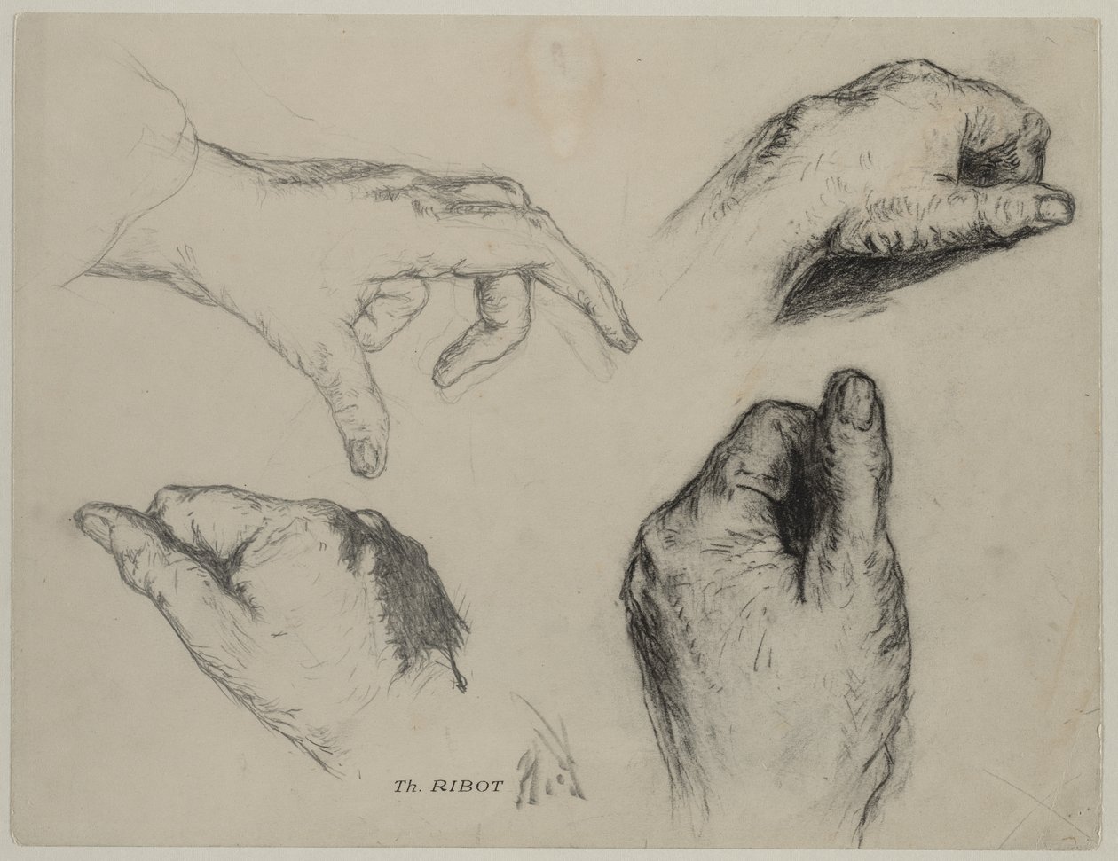 Studie von Händen, 1800er Jahre von Auguste Theodule Ribot