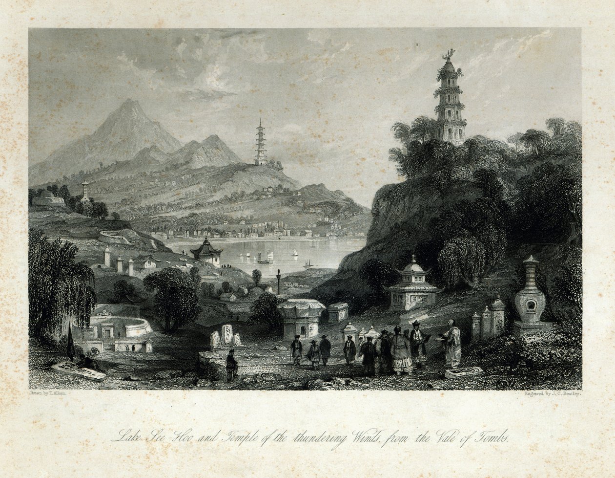 See-Hoo-See und der Tempel der Donnernden Winde, aus dem Tal der Gräber, graviert von J.C. Bentley, 1843 von Thomas Allom