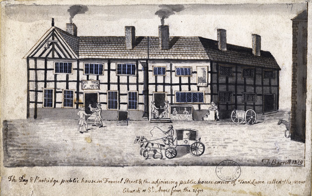 Der Hund und das Rebhuhn, Manchester, 1819 von Thomas Barritt