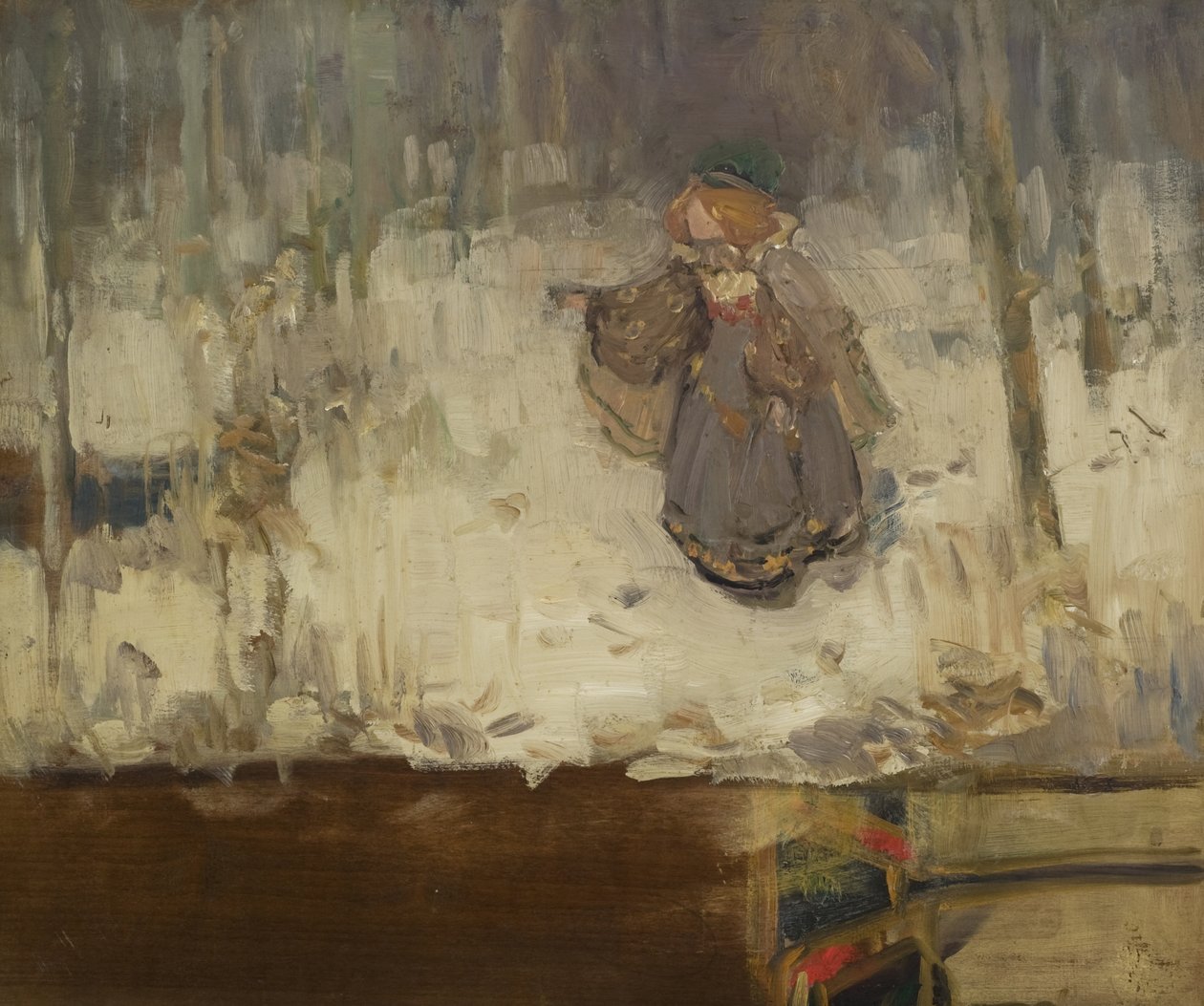 Ein rothaariges Mädchen im grauen Kleid im Wald, 1886 von Thomas Blacklock