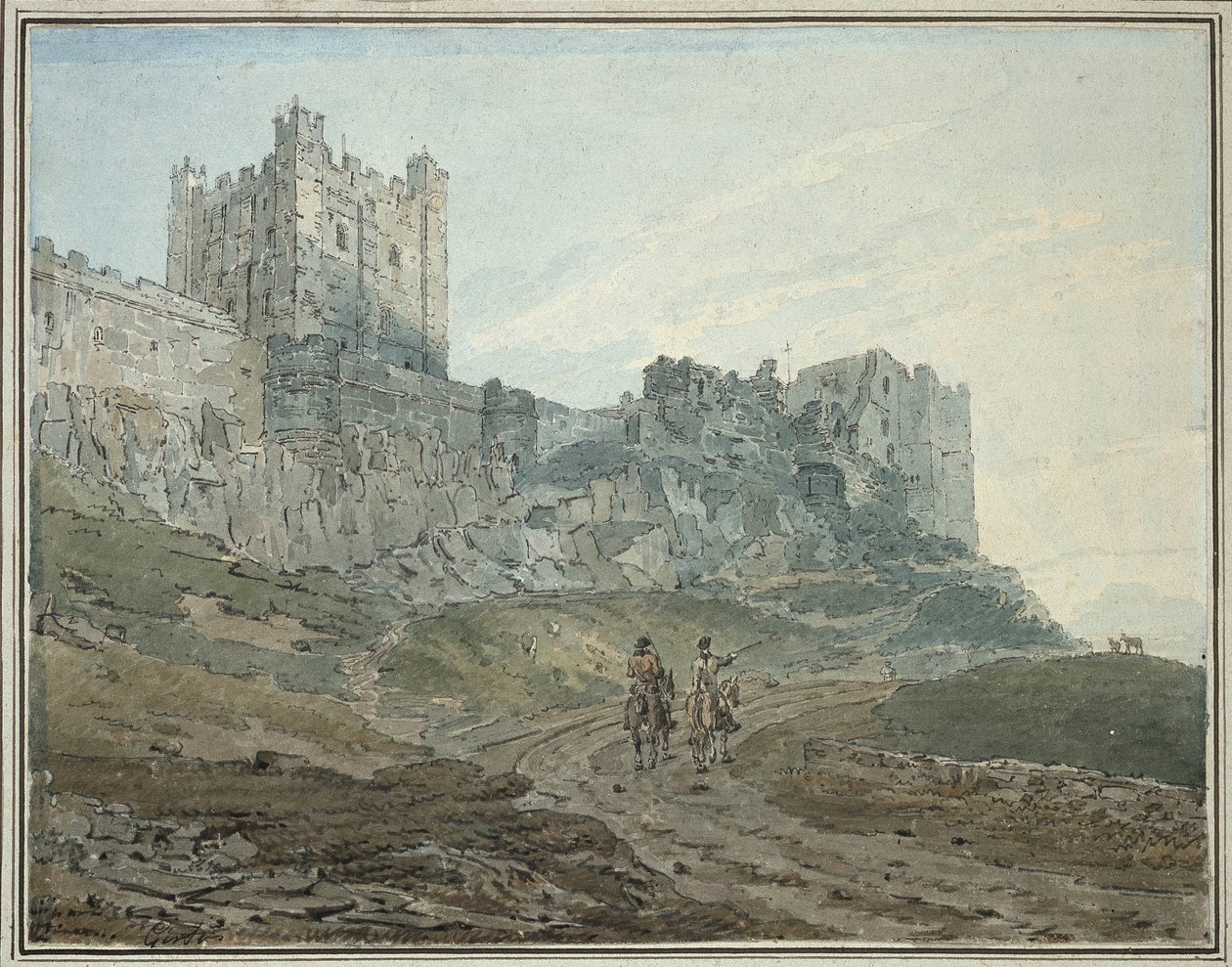 Bamburgh Castle, Northumberland, 18. Jahrhundert von Thomas Girtin