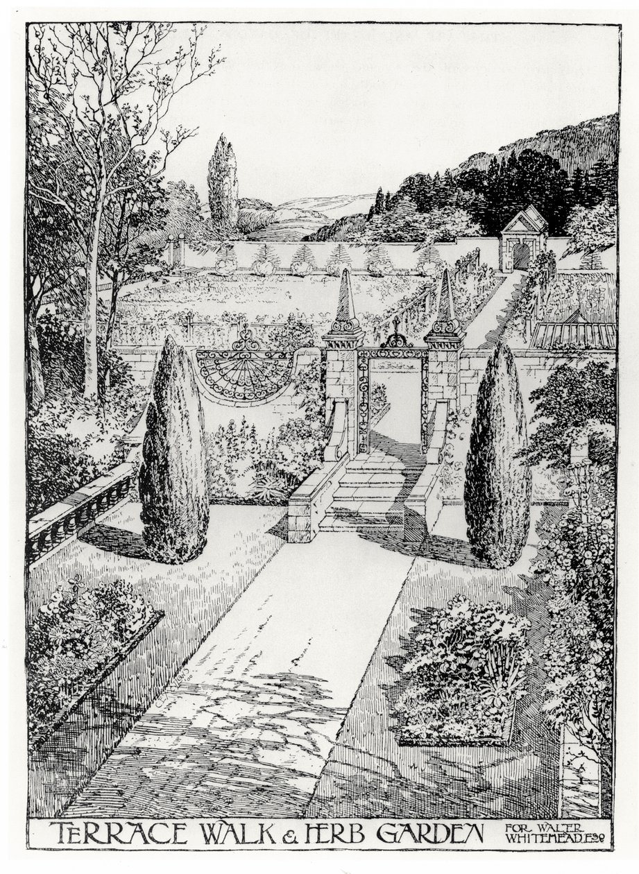 Terrassenweg und Kräutergarten, aus Thomas Mawsons Die Kunst und das Handwerk der Gartengestaltung, veröffentlicht 1900 von Thomas Hayton Mawson