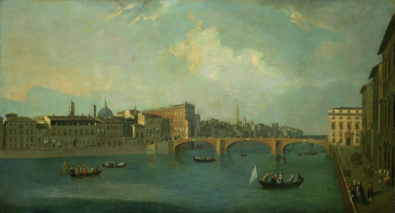 Blick auf den Arno mit Ponte Santa Trinita von Thomas Patch