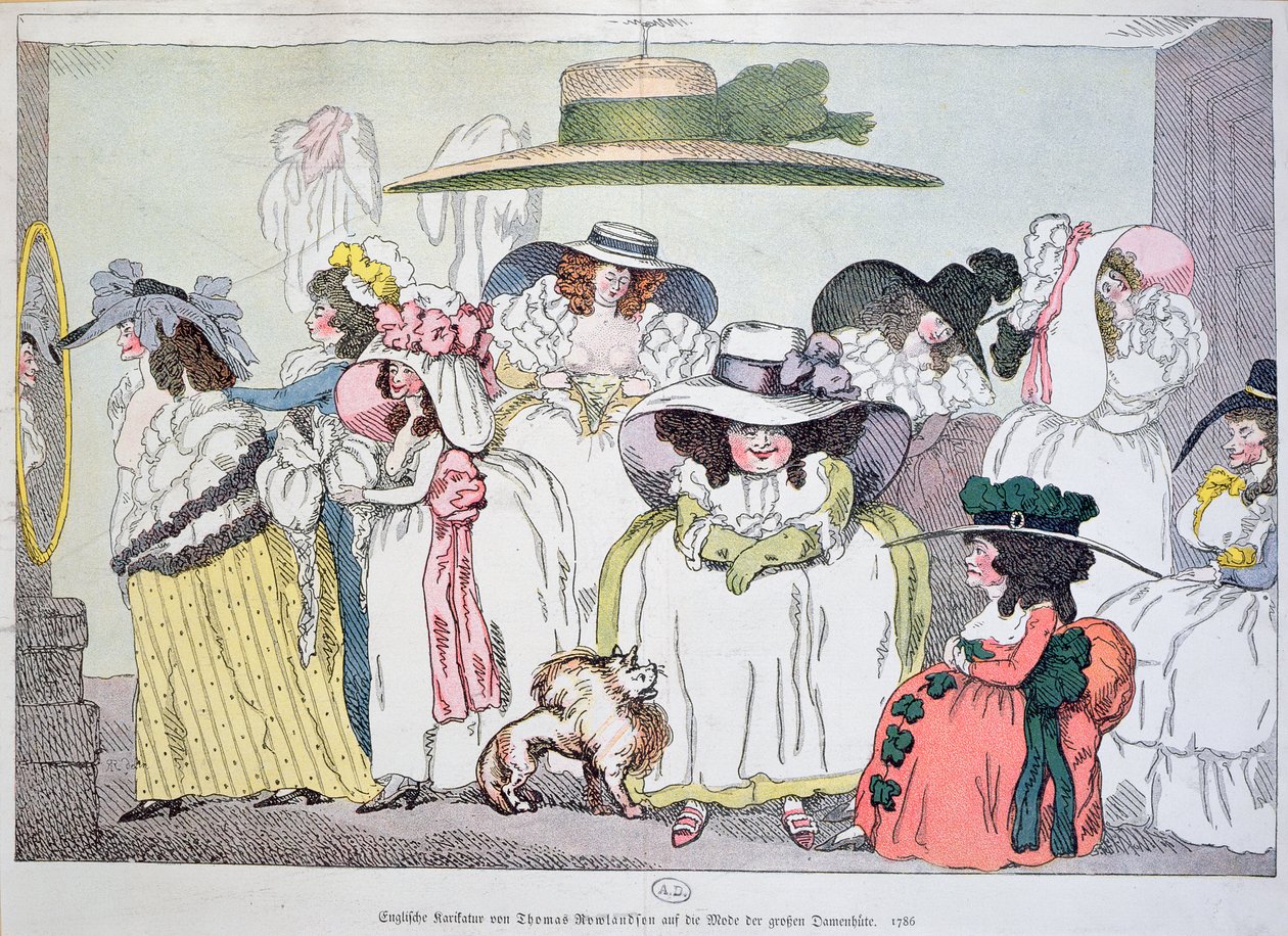 Karikatur der Mode für große Hüte, 1786 von Thomas Rowlandson