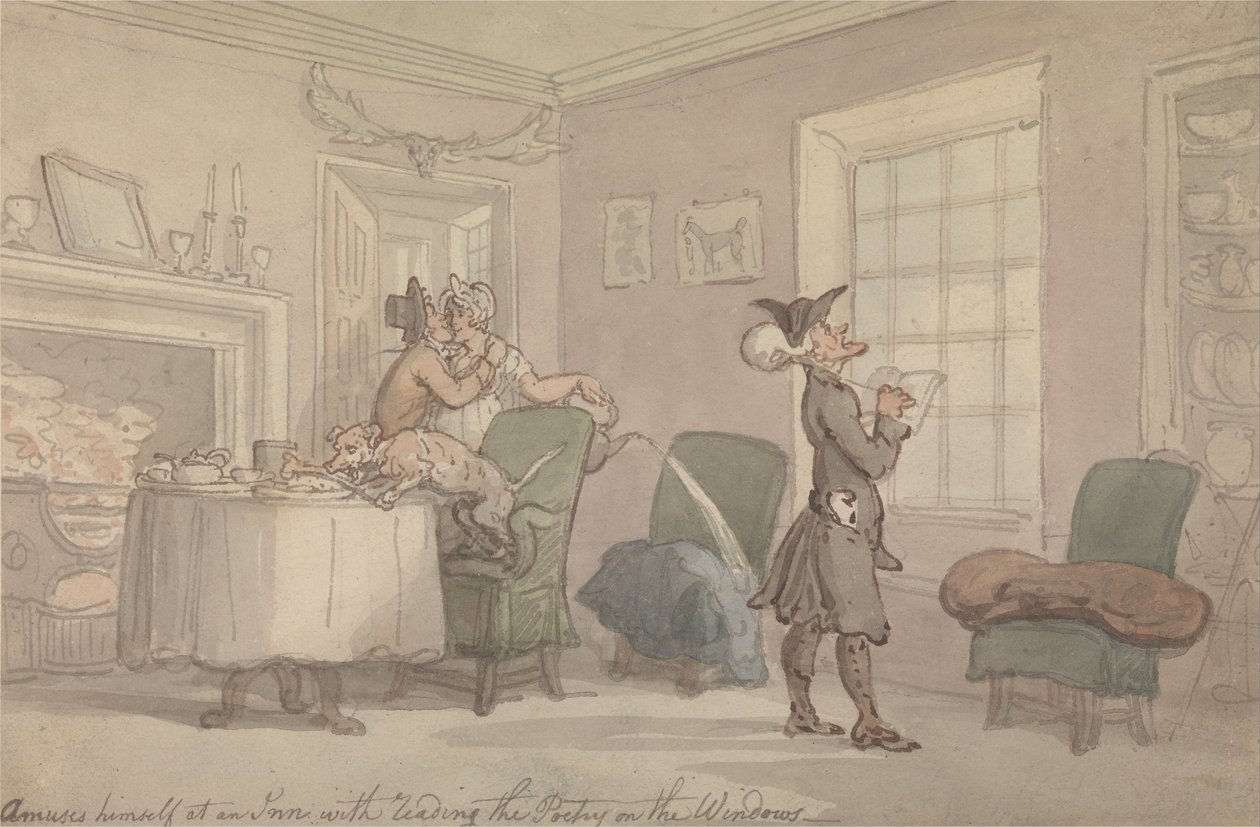 Dr. Syntax kopiert den Witz des Fensters von Thomas Rowlandson