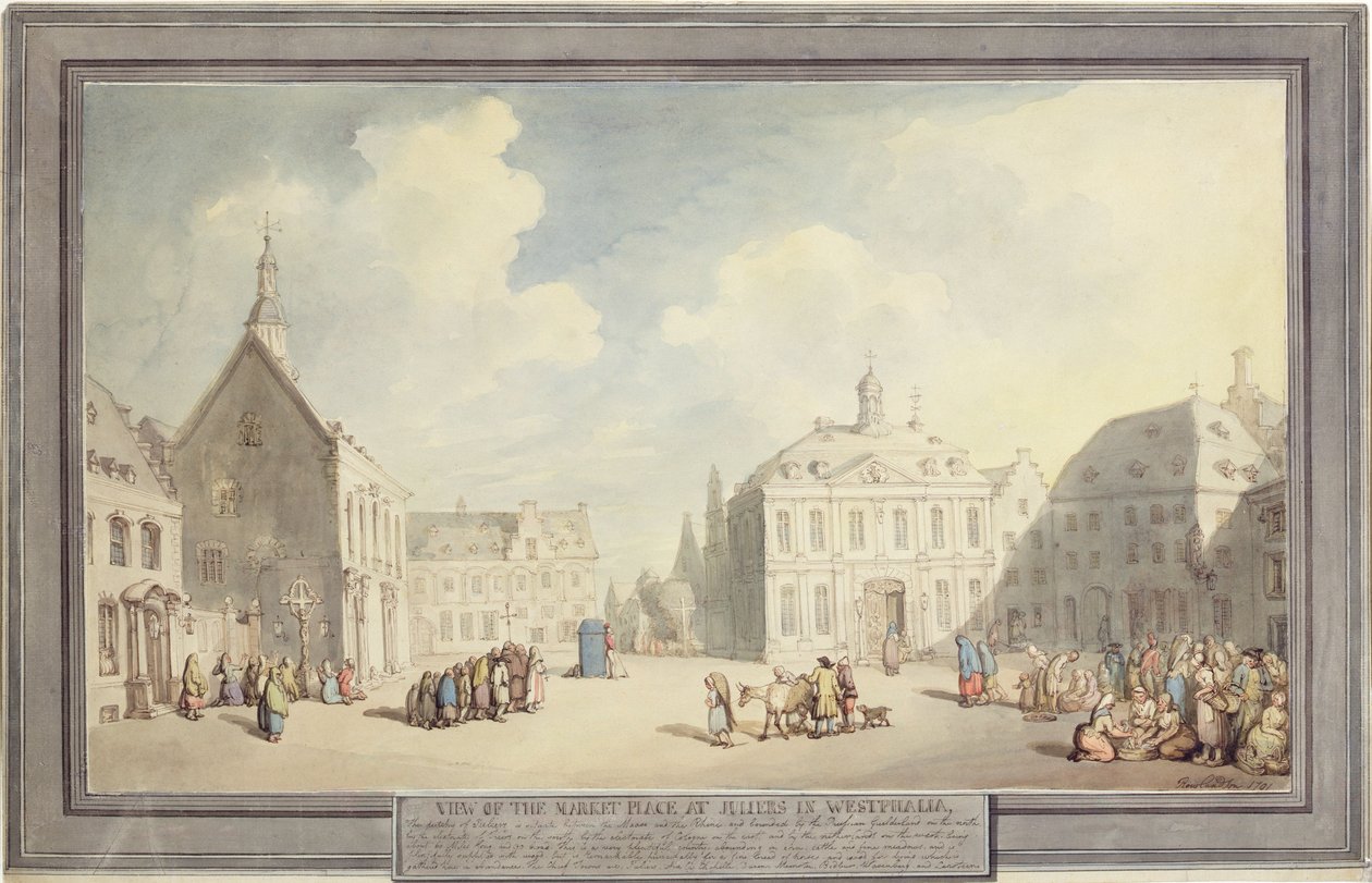 Der Marktplatz in Juliers in Westfalen, 1791 von Thomas Rowlandson
