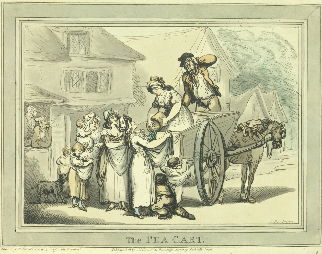 Der Erbsenwagen, veröffentlicht von S.W. Fores (farbige Radierung) von Thomas Rowlandson