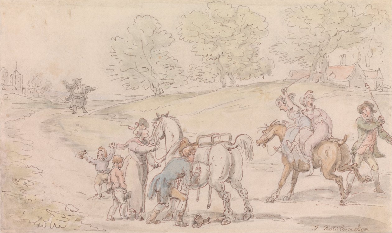Der Pfarrer von Wakefield: Die Familie des Pfarrers auf dem Weg zur Kirche von Thomas Rowlandson