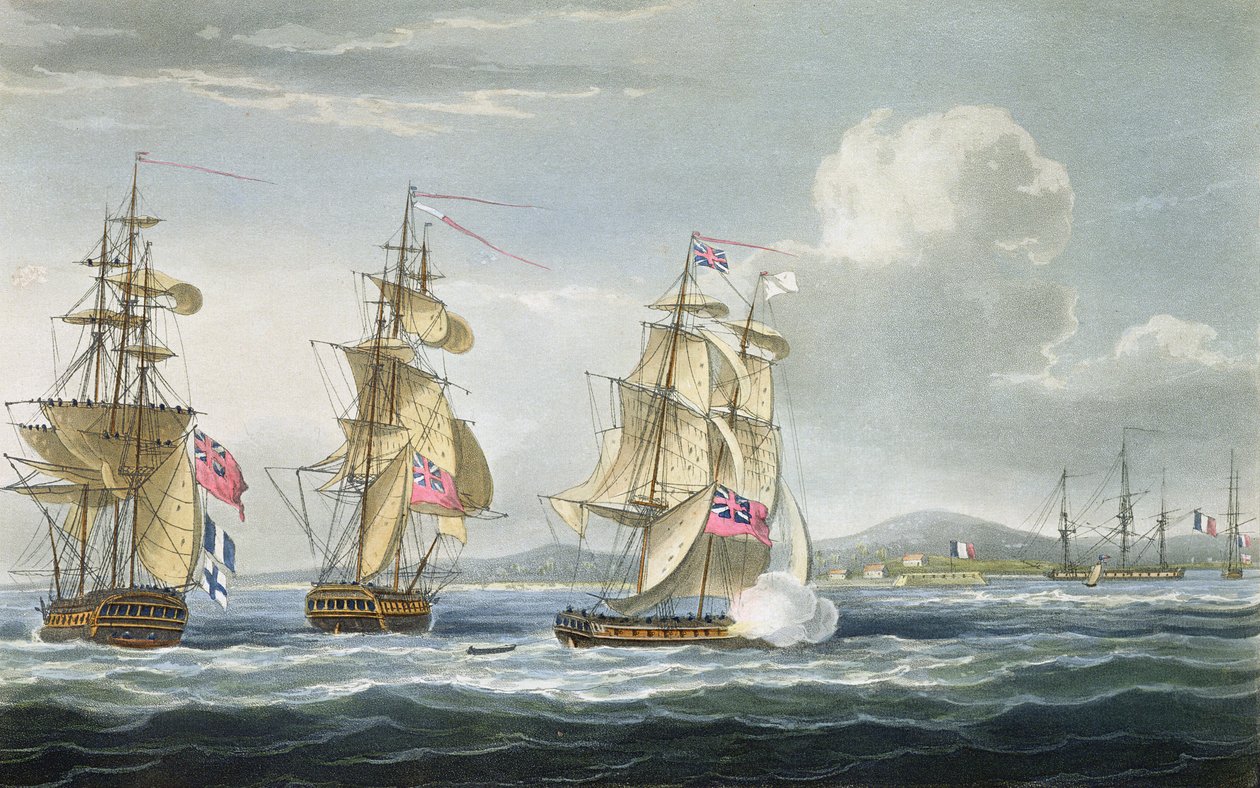 Übergabe des Forts von Tamatave, gestochen von T. Sutherland für 
