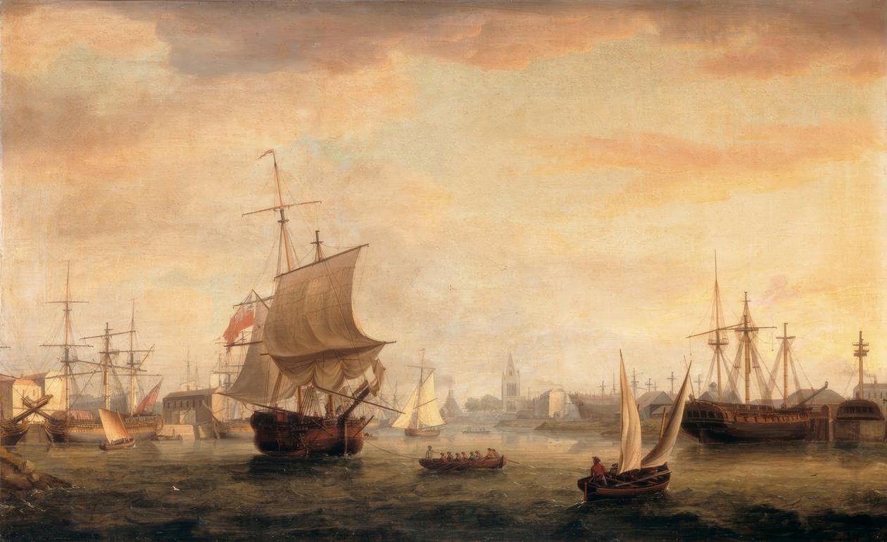 Blick auf den Hafen und Kai von Bristol von Thomas Whitcombe