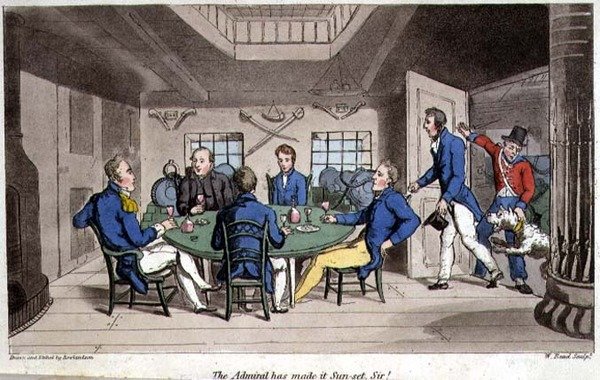 Der Admiral hat es zum Sonnenuntergang gemacht, Sir! Tafel aus 
