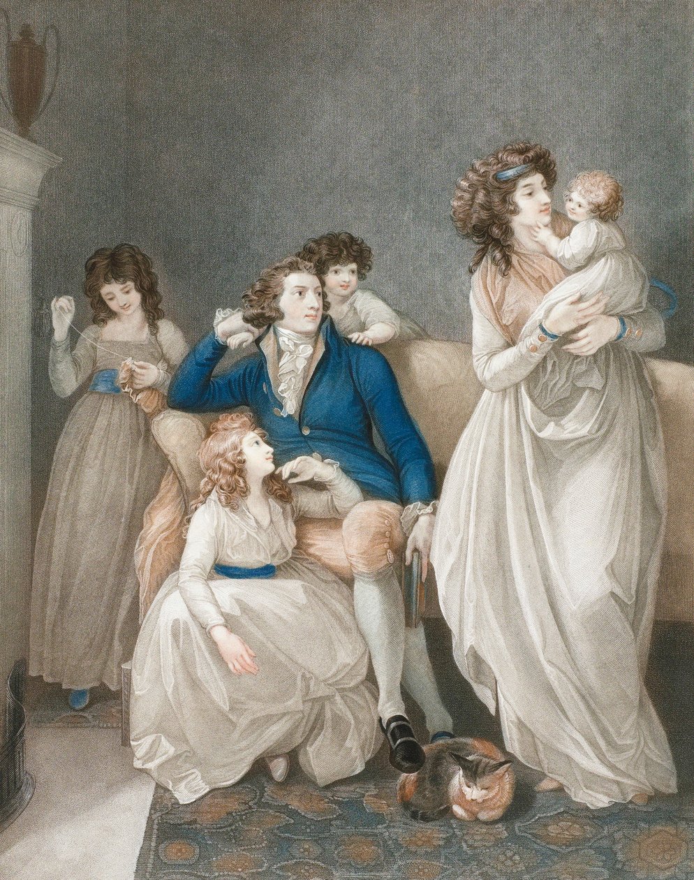 Szene einer wohlhabenden Familie, spätes 18. - frühes 19. Jahrhundert. von Thomas (after) Stothard