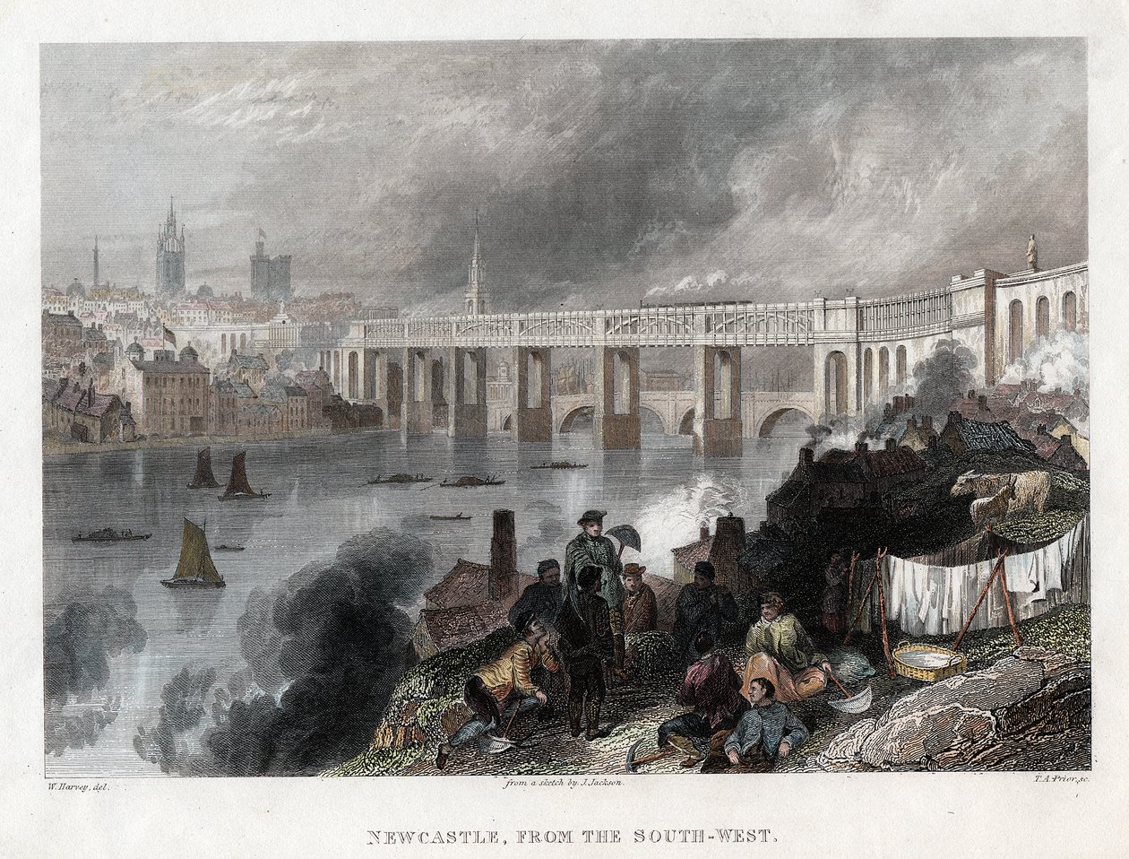 Hochbrücke über den Tyne in Newcastle, 1849 von Thomas Abiel Prior