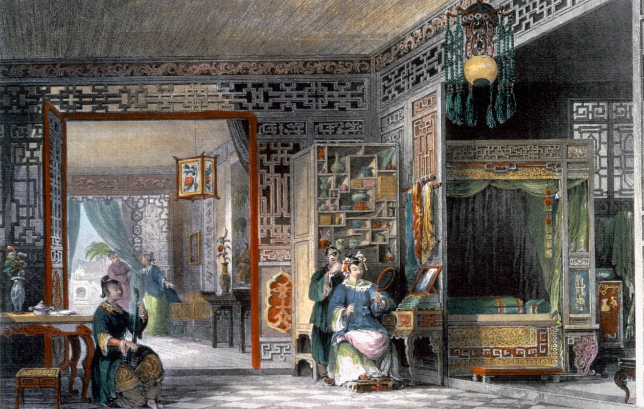 Boudoir und Schlafzimmer einer Dame von Rang, China von Thomas Allom