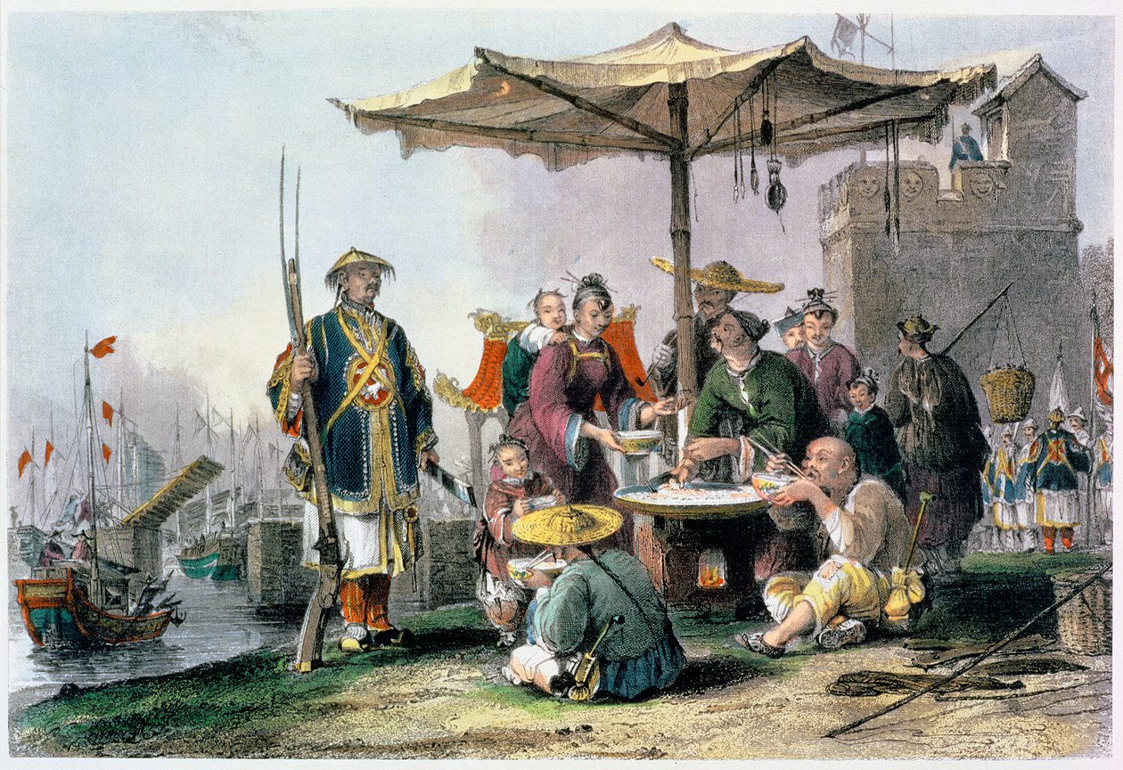Reisverkäufer an der Militärstation von Tong-Chang-Too, China von Thomas Allom