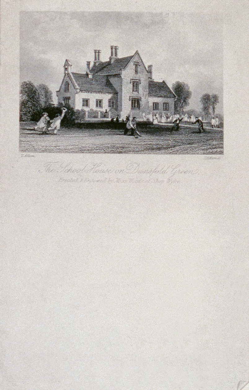 Das Schulhaus auf Dunsfold Green, Surrey, 1850 von Thomas Allom