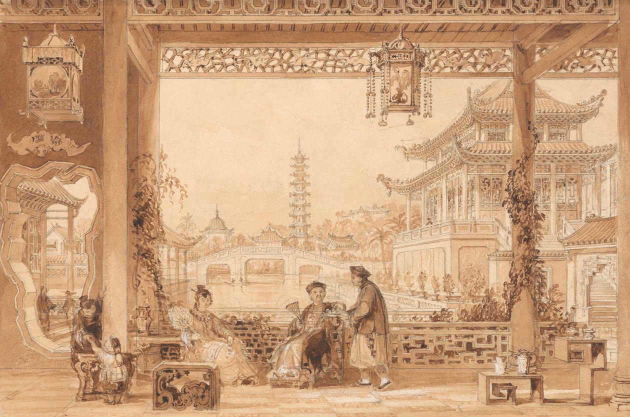 Die Terrasse eines Mandarinhauses in Peking von Thomas Allom