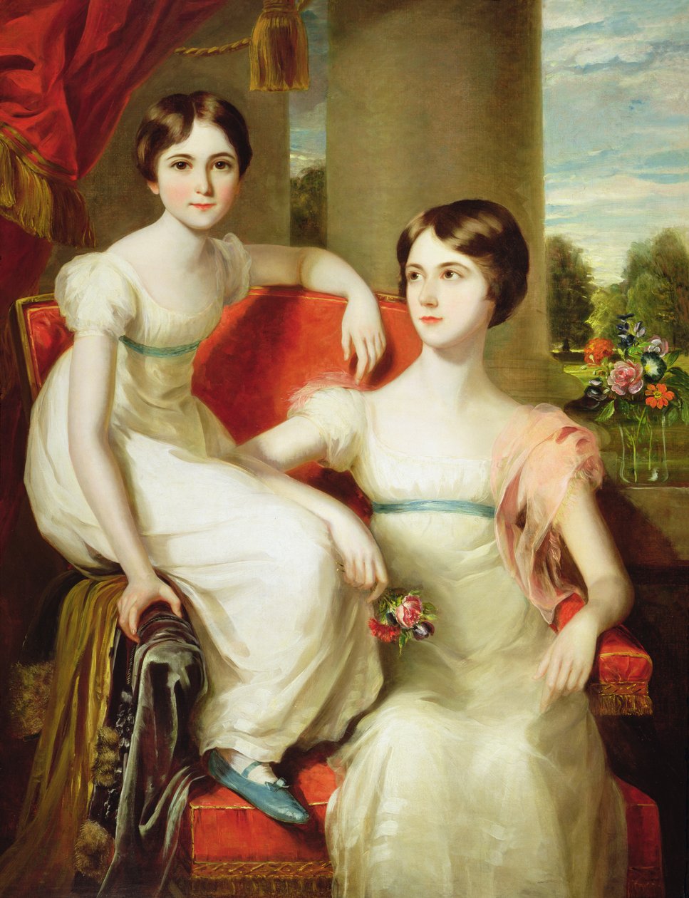 Porträt von Lady Caroline Augusta (gest. 1898) und Lady Henrietta (gest. 1860) Pelham-Clinton von Thomas Barber