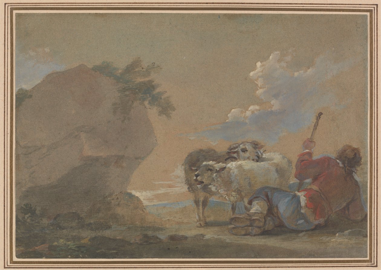 Landschaft mit Schäfer und Schafen von Thomas Barker