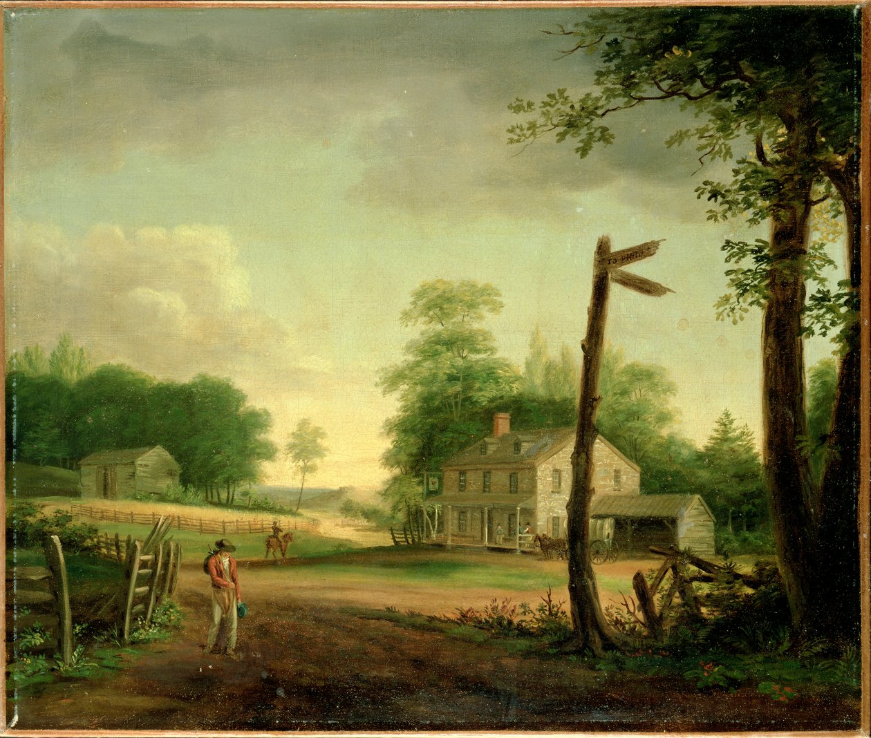 Gasthaus am Weg nach Philadelphia von Thomas Birch