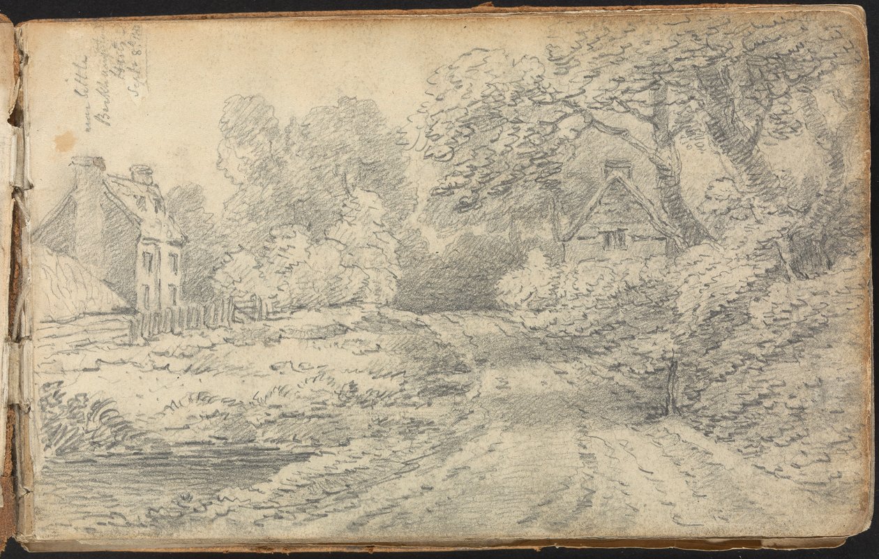 Album mit Landschafts- und Figurenstudien: Eine Straße bei Berkhampstead, Hertfordshire. 8. Sept. 1811 von Thomas Bradshaw