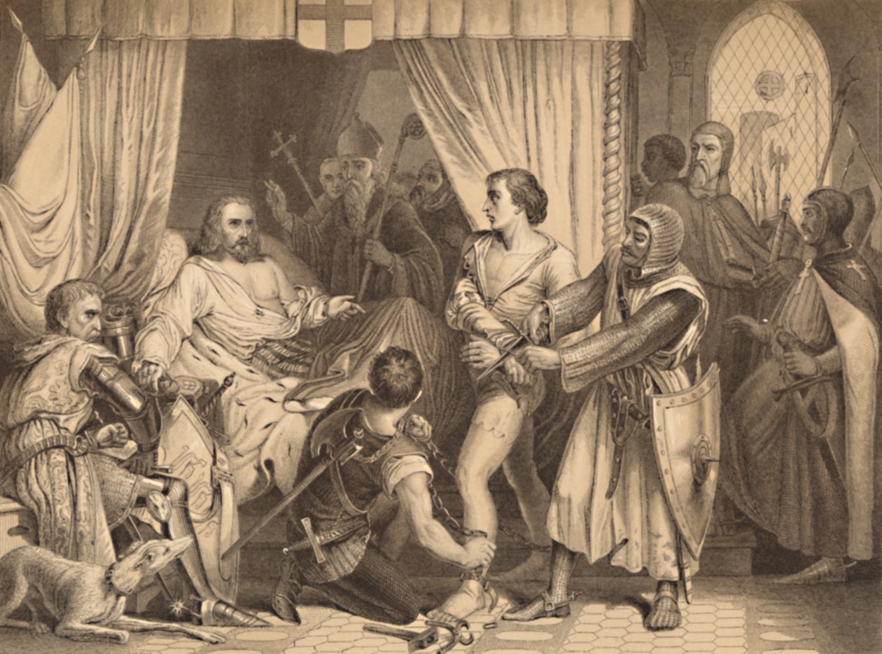 Richard Löwenherz vergibt Bertrand De Gurdun, 1886 von Thomas Brown