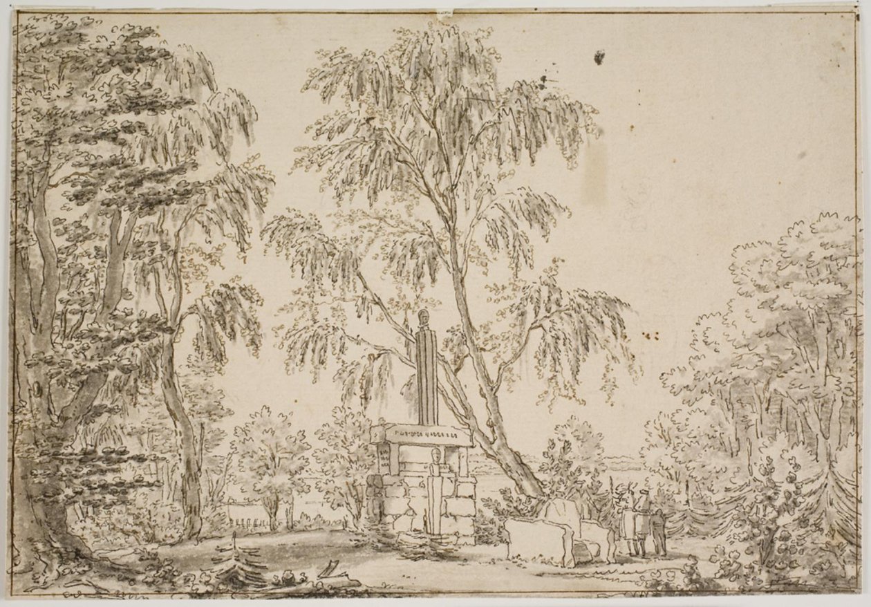 Teil des Fredensborg Gartens mit "der blühenden Antike" und Esrom See im Hintergrund von Thomas Bruun