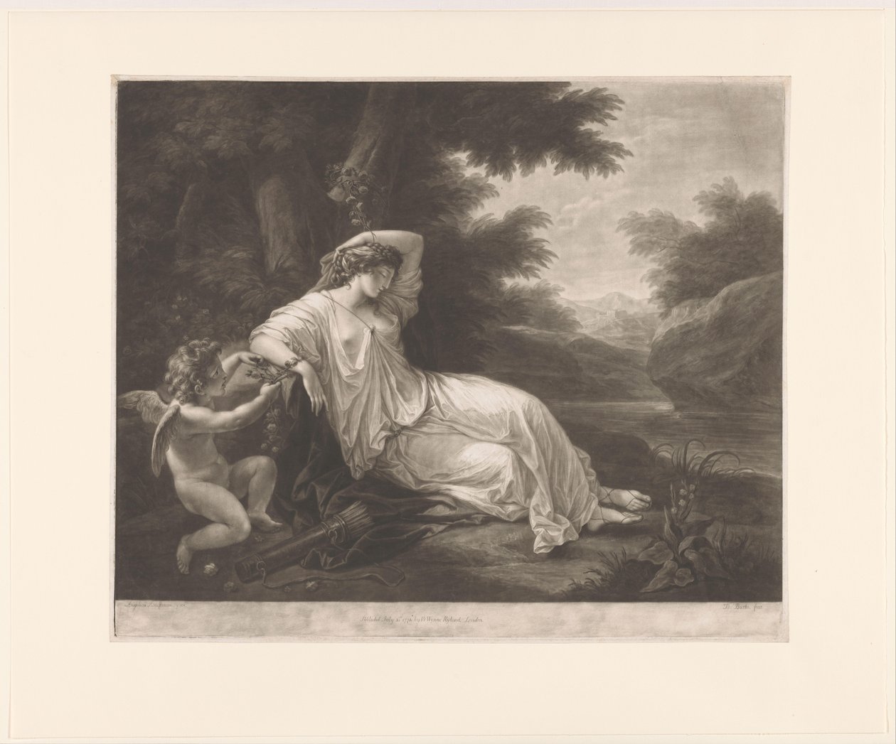 Cupido bindet die schlafende Aglaia an einen Baum von Thomas Burke