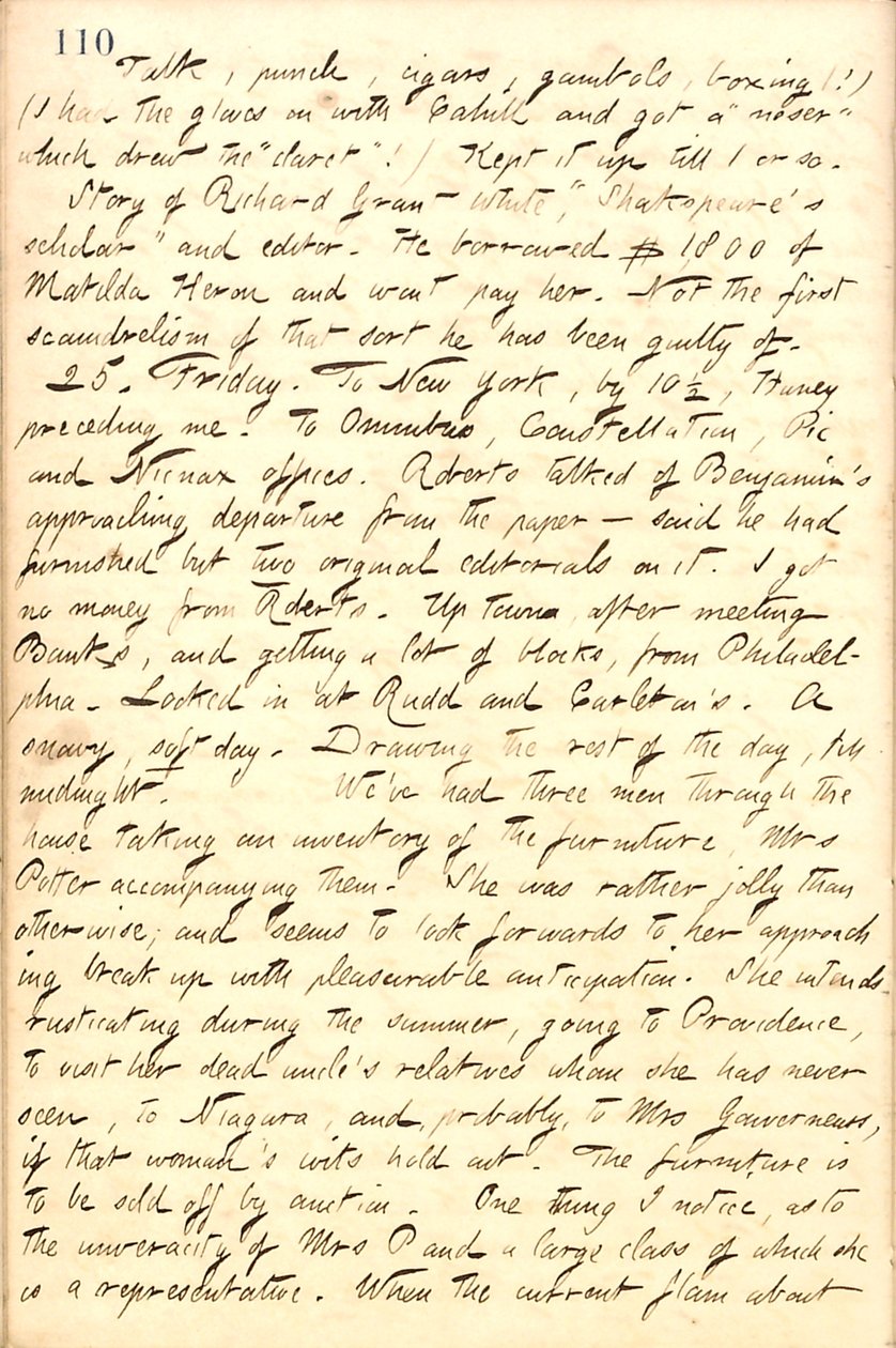 Thomas Butler Gunn Tagebücher: Band 10, Seite 123, 24.-25. Februar 1859 von Thomas Butler Gunn