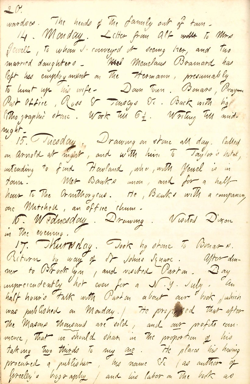Thomas Butler Gunn Tagebücher: Band 8, Seite 27, 13.-17. Juli 1856 von Thomas Butler Gunn