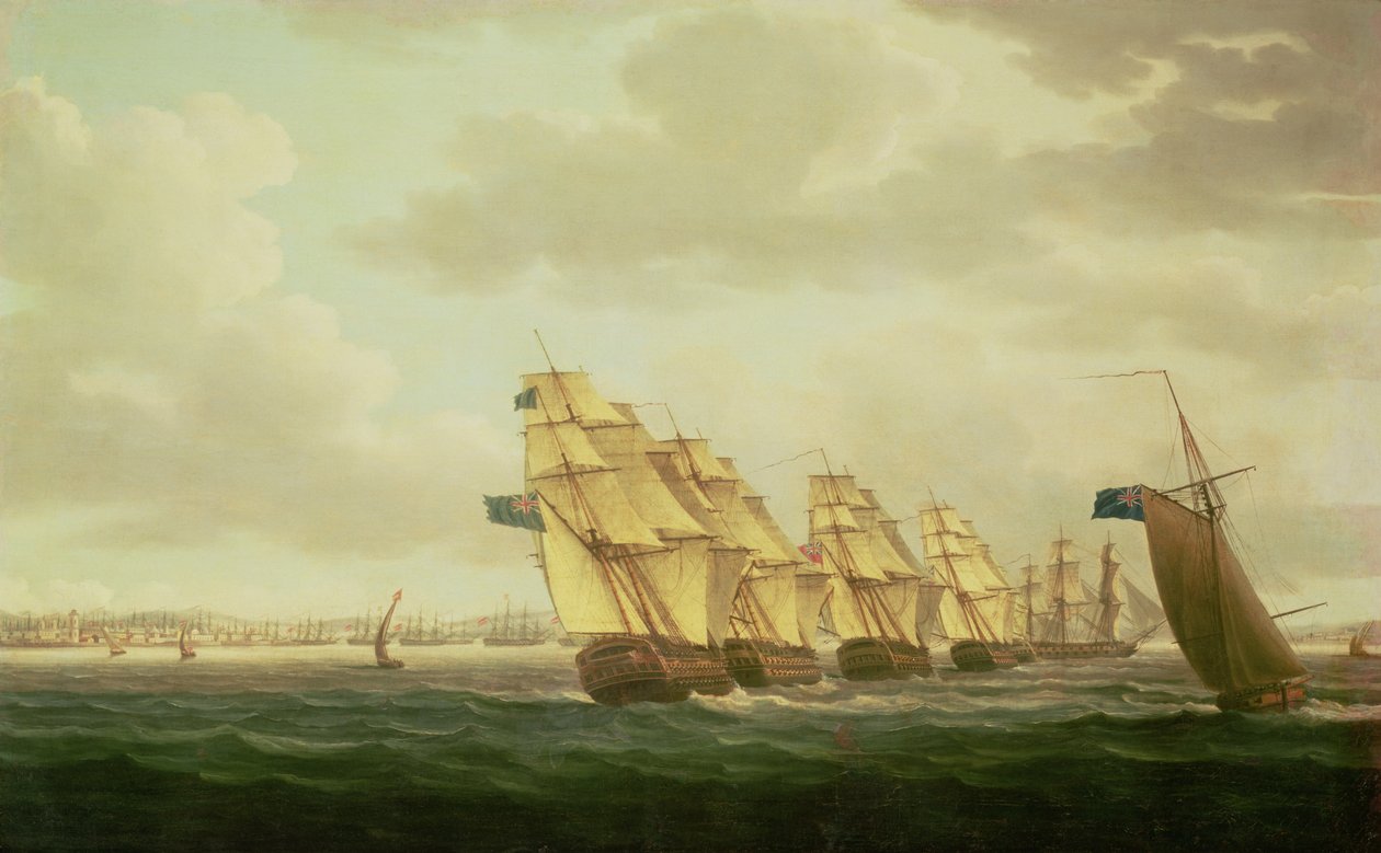 Nelson auf der "Theseus" mit dem Inshore-Geschwader vor Cadiz, Juli 1797 von Thomas Buttersworth