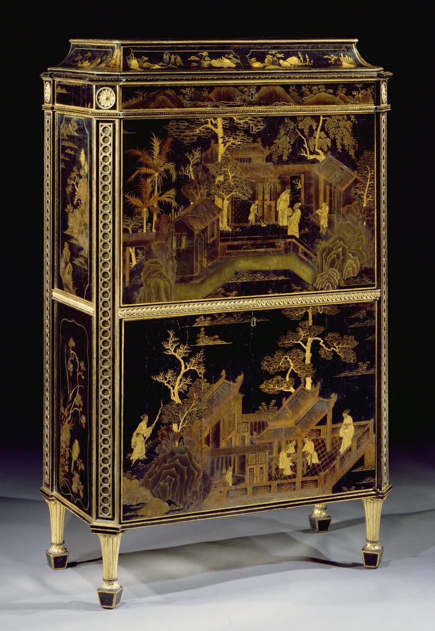 Lackierter Damensekretär, hergestellt für Harewood House von Thomas Chippendale