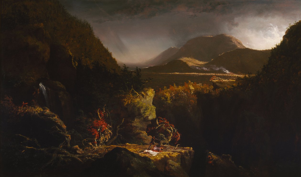 Landschaft mit Figuren: Eine Szene aus "Der letzte Mohikaner" von Thomas Cole