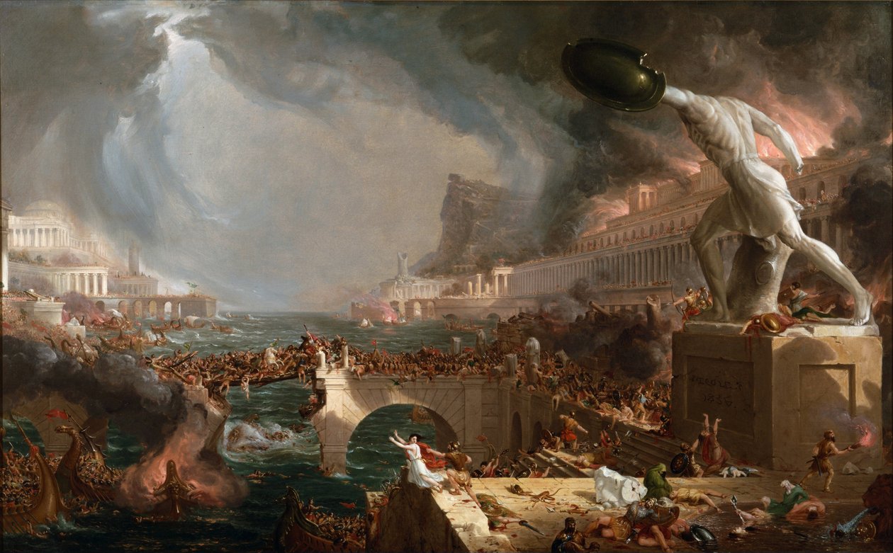 Plünderung Roms (455) - Das Schicksal der Reiche - Zerstörung - von Thomas Cole - 1836 - New York Historical Society von Thomas Cole