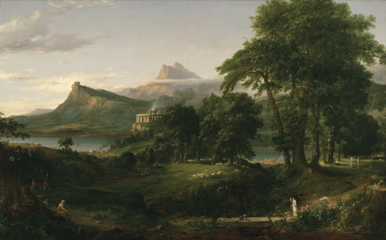 Der Lauf der Zeit: Der arkadische oder pastorale Zustand, ca. 1836 von Thomas Cole