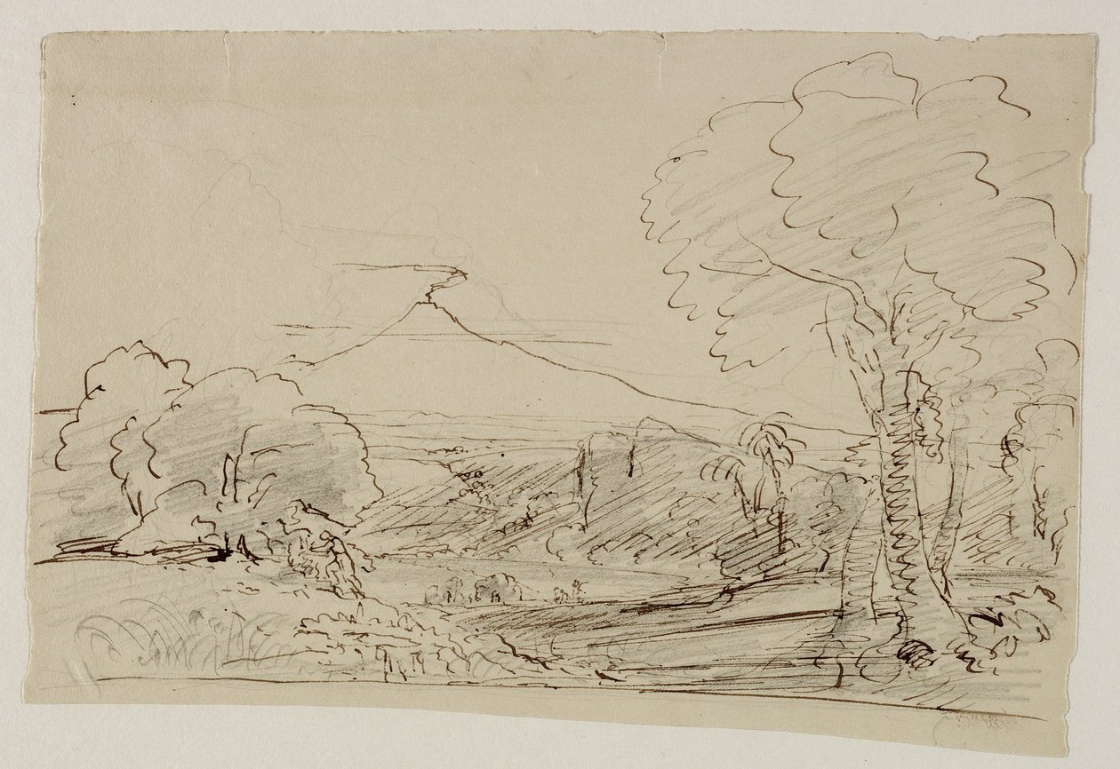 Vulkan, See, Figur beim Jagen, 1846-47 von Thomas Cole
