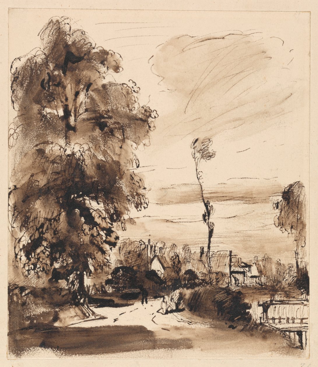 Ein Landweg mit Hütten von Thomas Creswick