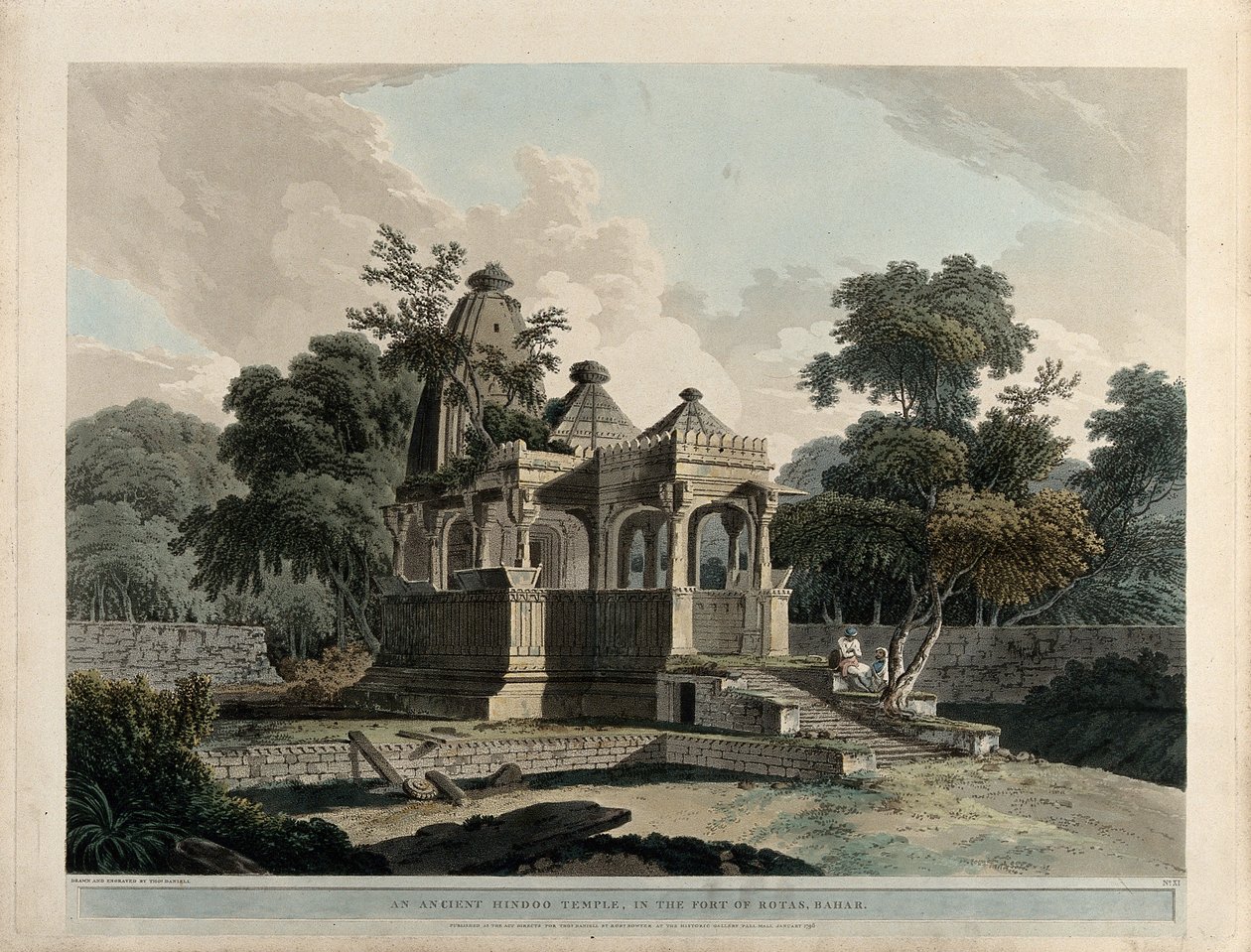 Ein antiker Hindutempel, in der Festung von Rotas, Bahar von Thomas Daniell