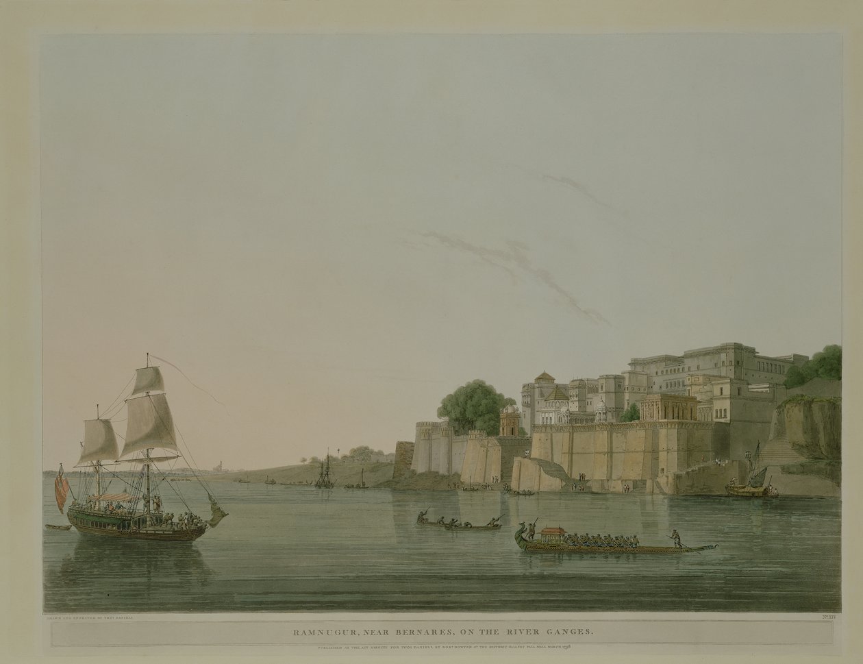 Ramnurgur, in der Nähe von Benares am Fluss Ganges, 1796 von Thomas Daniell