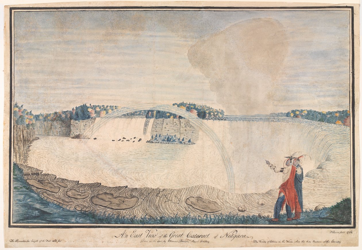 Eine Ostansicht des Großen Wasserfalls von Niagara, 1762 von Thomas Davies